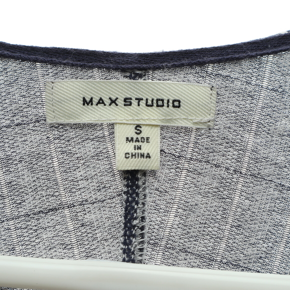 Max Studio Short Sleeve Pinstripe Midi Dress w/Pockets Women S Blue/White - Picture 7 of 13